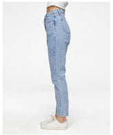 Jean taille haute boyfriend ample droit pantalon large jean déchiré